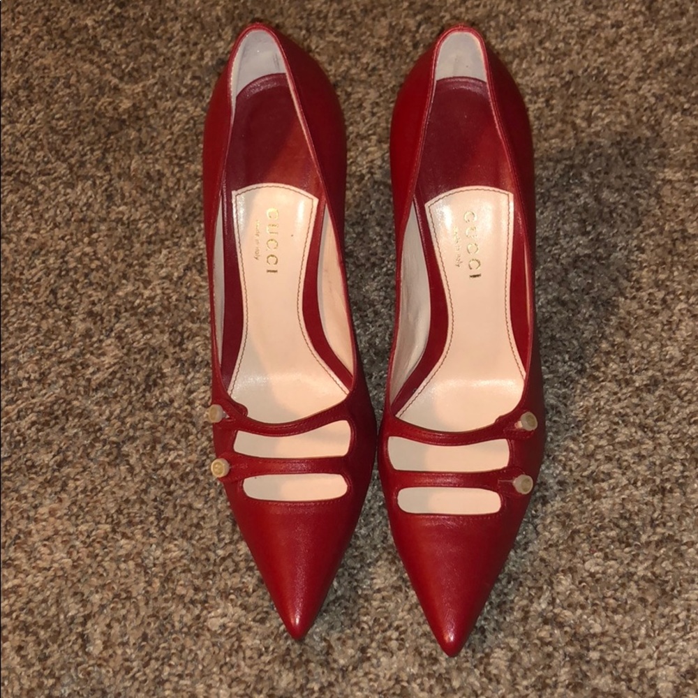 Gucci red leather heels
